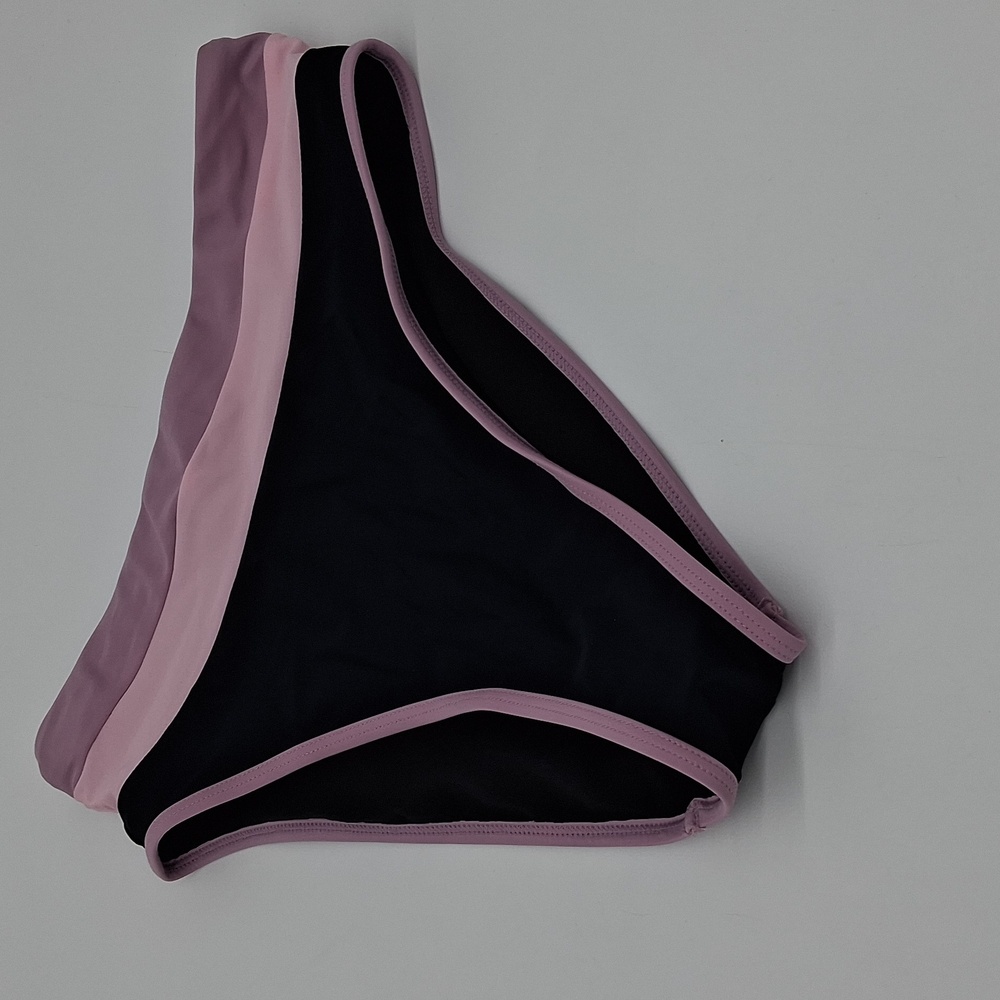 Salt + Cove Colorblocked High-Waist Bikini Bottoms Black M